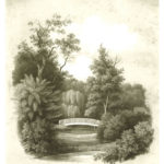 Brücke im Schloßgarten. Lithographie von A.V. Deroy nach Detloff 1850.